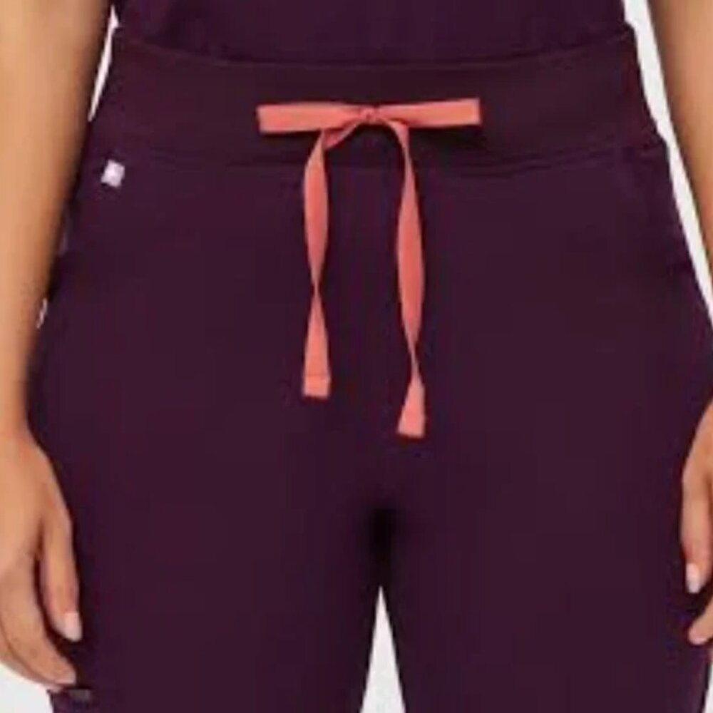 Figs Yola with Yoga Waistband Deep Purple Scrub Bottom